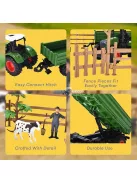 Zöld traktor és pótkocsi játékkészlet farmer kocsival