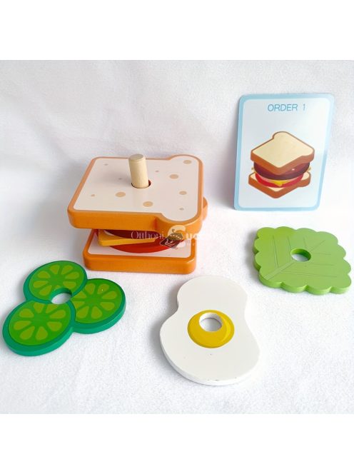 Szórakoztató fa szendvics készítő kirakó