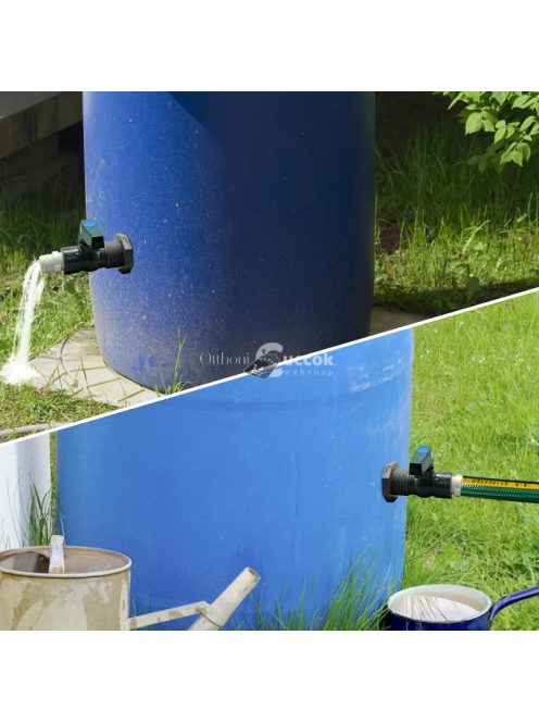 PVC kerti esővízgyűjtő hordó csap készlet tömlőadapterrel és univerzális csatlakozómenettel