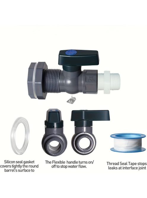 PVC kerti esővízgyűjtő hordó csap készlet tömlőadapterrel és univerzális csatlakozómenettel