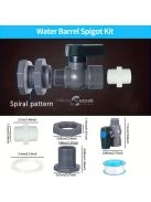 PVC kerti esővízgyűjtő hordó csap készlet tömlőadapterrel és univerzális csatlakozómenettel