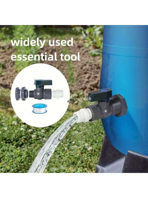 PVC kerti esővízgyűjtő hordó csap készlet tömlőadapterrel és univerzális csatlakozómenettel