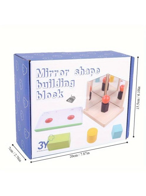 Fa geometriai alakú tükör építőkockák - Fejleszd a térlátást és a logikai készségeket puzzle játékkal