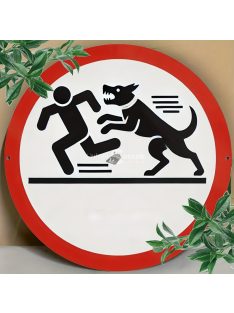   Vintage stílusú 20.32x20.32cm kerek alumínium kutya támadás figyelmeztető tábla