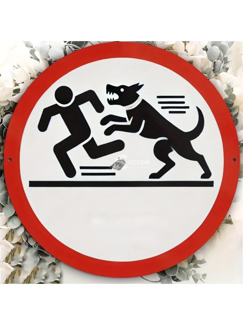 Vintage stílusú 20.32x20.32cm kerek alumínium kutya támadás figyelmeztető tábla