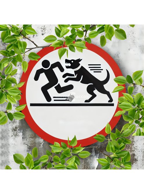 Vintage stílusú 20.32x20.32cm kerek alumínium kutya támadás figyelmeztető tábla