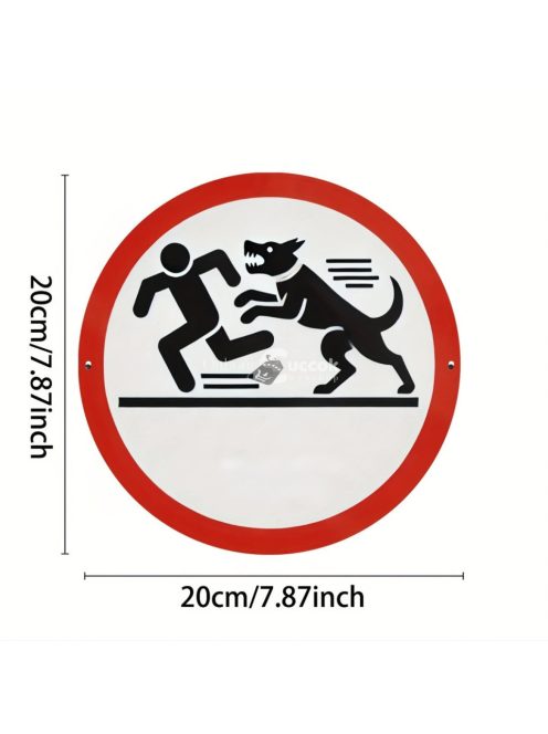 Vintage stílusú 20.32x20.32cm kerek alumínium kutya támadás figyelmeztető tábla