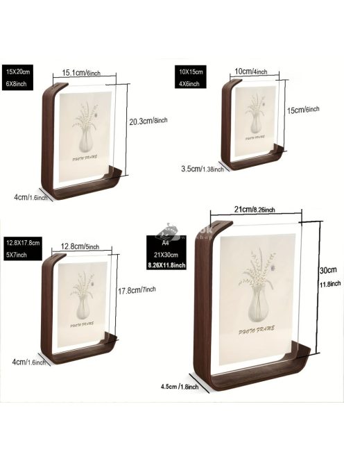 Sokoldalú akril fotókeret fa állvánnyal