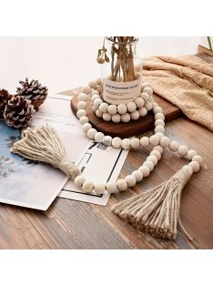 Stílusos Északi Stílusú Fa Gyöngy Koszorú Bojttal