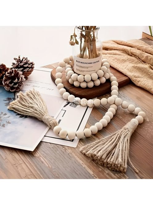 Stílusos Északi Stílusú Fa Gyöngy Koszorú Bojttal