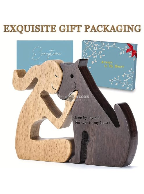 Kézzel készített fa kutyaszobor