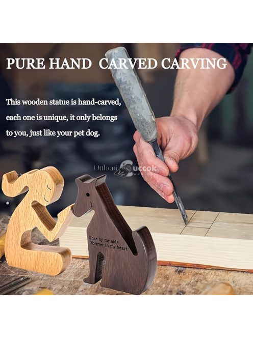 Kézzel készített fa kutyaszobor