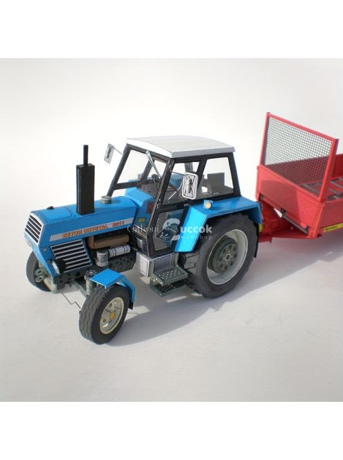 Traktor modell utánfutóval