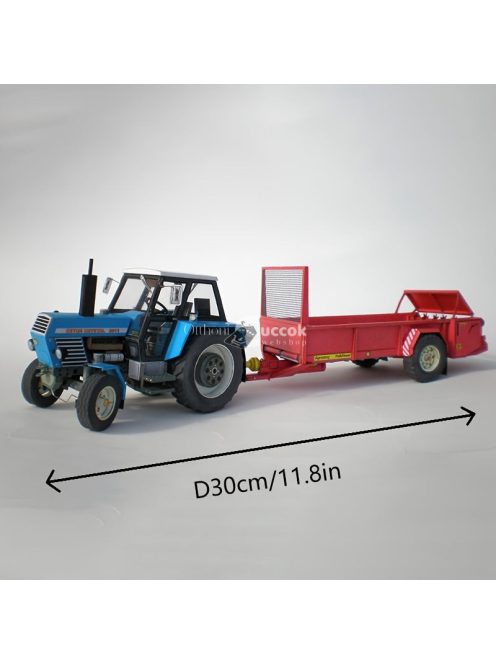 Traktor modell utánfutóval