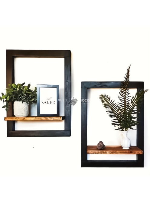 2db Fa Négyzet Alakú Fali Polc