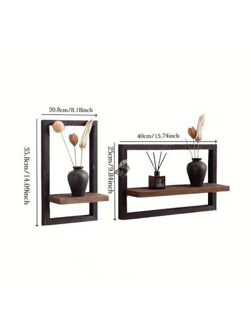 2db Fa Négyzet Alakú Fali Polc