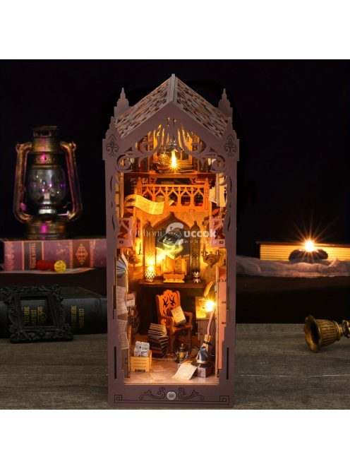 Rusztikus fa varázslatos könyvtári könyvsarok polcbetét