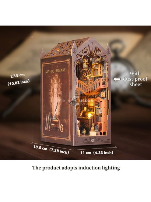 Rusztikus fa varázslatos könyvtári könyvsarok polcbetét