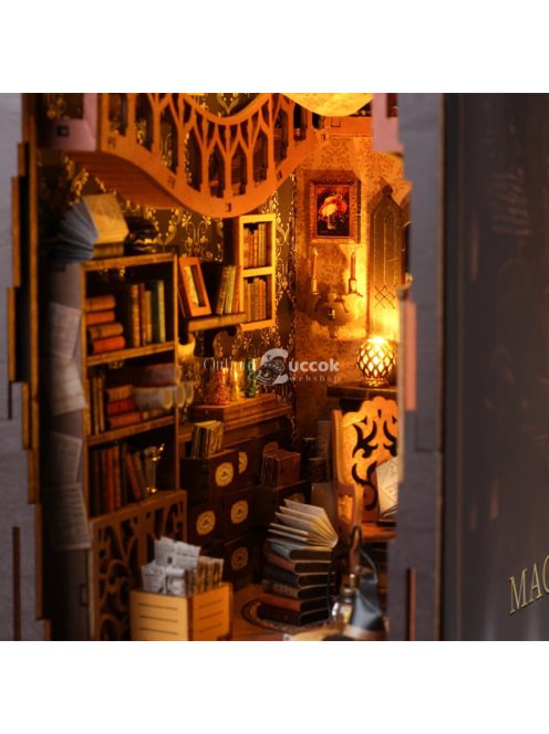 Rusztikus fa varázslatos könyvtári könyvsarok polcbetét