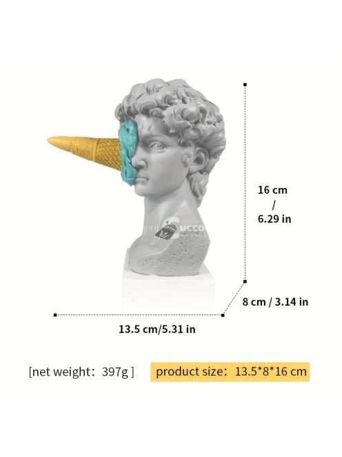 Műgyanta Dávid szobor fagylaltos pohárral