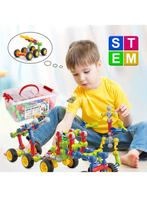 125 darabos műanyag építőjáték a formafelismeréshez és a kéz-szem koordinációhoz