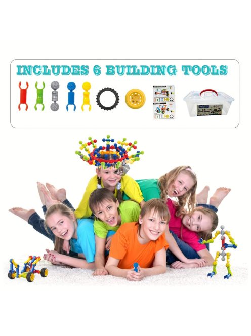 125 darabos műanyag építőjáték a formafelismeréshez és a kéz-szem koordinációhoz