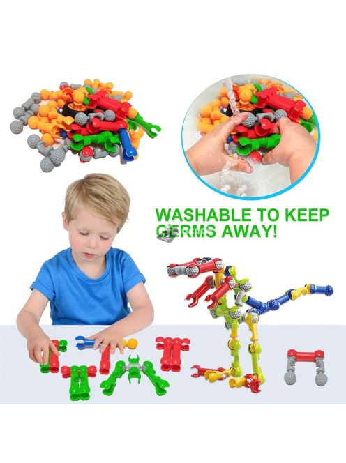 125 darabos műanyag építőjáték a formafelismeréshez és a kéz-szem koordinációhoz