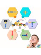 125 darabos műanyag építőjáték a formafelismeréshez és a kéz-szem koordinációhoz