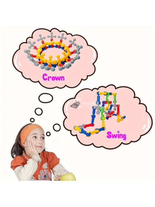 125 darabos műanyag építőjáték a formafelismeréshez és a kéz-szem koordinációhoz