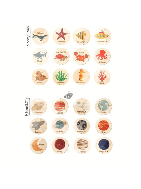 Színes, fából készült bolygós kirakó