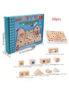 Drágakő építőelemek, fa építő geometriai alakú játék