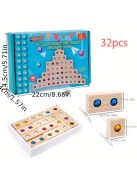 Drágakő építőelemek, fa építő geometriai alakú játék