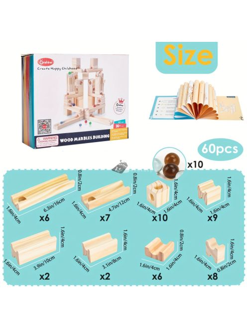 60db Fából Készült Márvány építőkockák