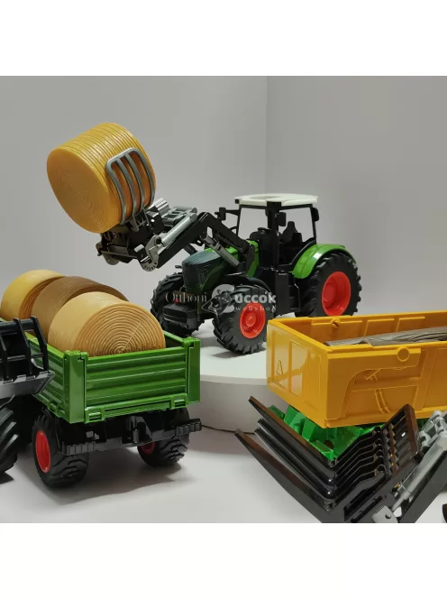Farm Traktor Kombinációs Készlet 1. kombináció (keskeny kerekes traktor + széna elülső állvány + 1 szénakazal)
