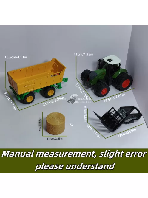 Farm Traktor Kombinációs Készlet 1. kombináció (keskeny kerekes traktor + széna elülső állvány + 1 szénakazal)