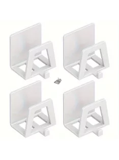   4db Modern Easy Install Öntapadó Fém Trapézúmosó Tároló Állvány fehér - 4 db