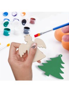 10db-os natúr fából készült karácsonyfa medálkészlet