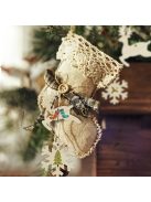 10db-os natúr fából készült karácsonyfa medálkészlet