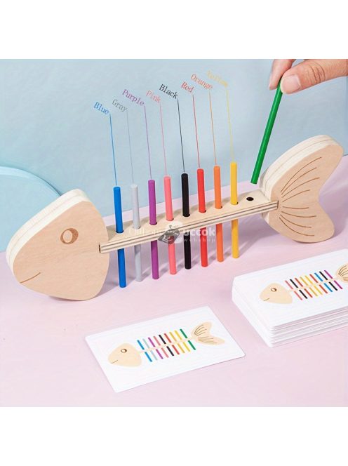 Fából készült halcsont alakú kirakós játék