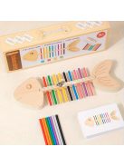 Fából készült halcsont alakú kirakós játék