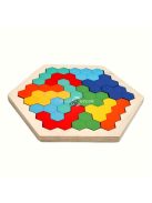 3D hatszögletű fa puzzle játék