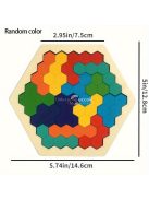 3D hatszögletű fa puzzle játék