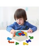 3D hatszögletű fa puzzle játék