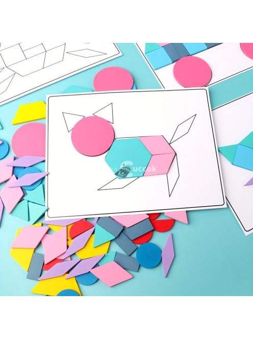 180db-os fa építőkocka - Tangram alakú puzzle készlet