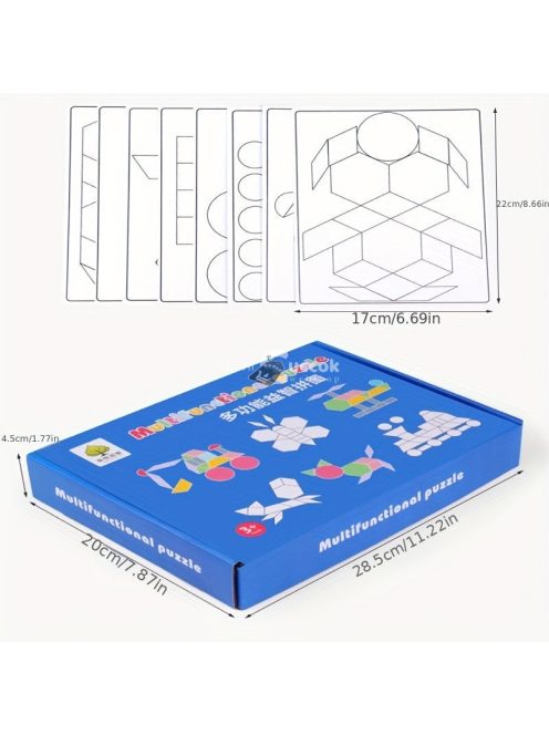 180db-os fa építőkocka - Tangram alakú puzzle készlet