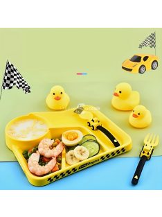 Mintás Gyermek etetőtál kanállal és villával