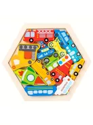 Hatszögletű Tangram-rejtvény, fa kirakós játék