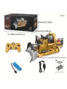 Távirányítós, ötvözetből készült lánctalpas nehéz buldózer, fénnyel és hanggal, emelő funkcióval