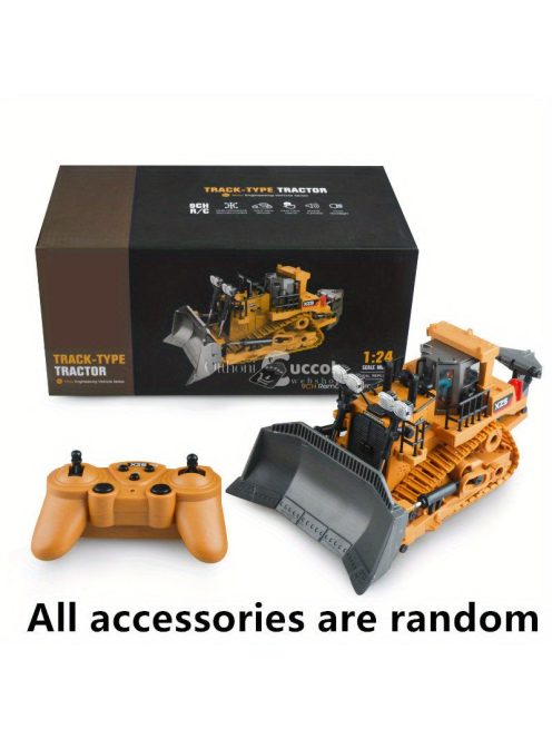 Távirányítós, ötvözetből készült lánctalpas nehéz buldózer, fénnyel és hanggal, emelő funkcióval