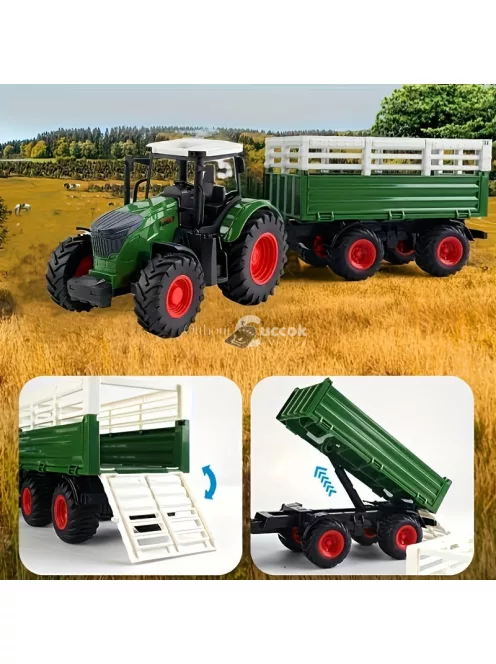 41.91cm Méretarányú Modell Traktor Játék Készlet - Tartalmazza Az Előre Rakodót, Szórót & Kiegészítőket